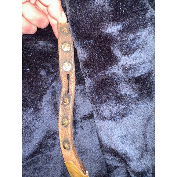 VINTAGE NATIVE GLASS INTRICATELY BEADED BELT ON TOOLED LEATHER - Picture 6 of 9